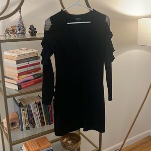 Long Sleeve Black Dress with Shoulder Detail